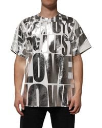 Dolce & Gabbana - Cotton Metallic Slogan Print T-Shirt - Lyst