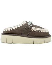 Mou - Moka Bounce Metal Logo Leather Wool Rubber Clog Shoe - Lyst