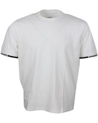 Armani - Short-Sleeved Crew-Neck T-Shirt With Logo On The Sleeves - Lyst