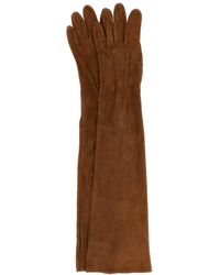 Prada - Caramel Suede Long Gloves - Lyst