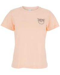Pinko - 'Nambrone' Crewneck T-Shirt With Love Birds Diamond Cut Logo On The Chest - Lyst