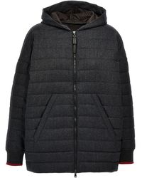 Brunello Cucinelli - Dark Wool Hooded Jacket - Lyst