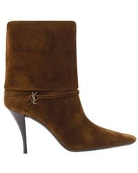 Saint Laurent - Brown Calf Leather Bos Taurus High Heel Boots - Lyst