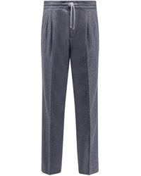 Brunello Cucinelli - Virgin Wool Trousers With Drawstring - Lyst
