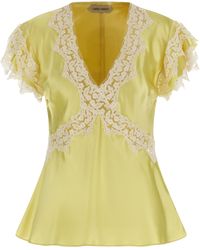 Alberta Ferretti - Satin And Lace Top - Lyst