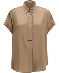 Brunello Cucinelli - Silk Shirt Silk; Elastane - Lyst