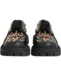 Dolce & Gabbana - Leather Jeweled Crystals Derby Shoes - Lyst