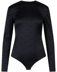 Versace - Greca Pattern Long Sleeved Crewneck Bodysuit - Lyst