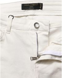 Dolce & Gabbana - Tattered Skinny Cotton Denim Jeans Elastane Clothing - Lyst