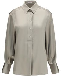Brunello Cucinelli - Silk Satin Shirt Silk; Elastane - Lyst