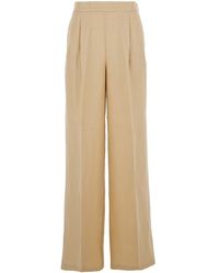 Twinset - Palazzo Pants With Elastic Waist And Logo Plaque On The Back - Lyst