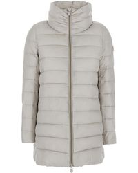 Save The Duck - Lydia Down Jacket With High Neck And Logo Patch On The Sleeve - Lyst