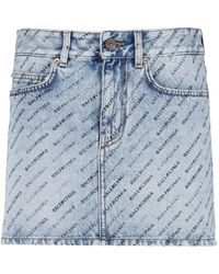 Balenciaga - All Over Logo Miniskirt - Lyst