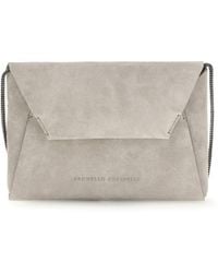 Brunello Cucinelli - Bc Duo Suede Clutch Bag Calf Leather Bos Taurus - Lyst