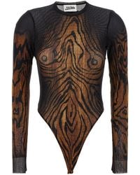 Jean Paul Gaultier - Wood-Print Stretch Tulle Bodysuit - Lyst