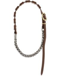 Miu Miu - Leather Necklace With Buckle — Tobacco Calf Necklaces - Lyst