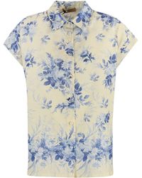 Twin Set - Floral Print Linen Blend Shirt - Lyst