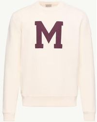 Moncler - Moncler Logo-Appliqué Crewneck Sweatshirt — Cream - Lyst