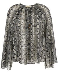 MICHAEL Michael Kors - Top With V Neck And All-Over Snakeskin Motif - Lyst