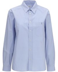 Saint Laurent - Cassandre Striped Poplin Shirt - Lyst