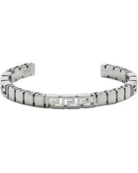 Versace - Bracelet With Greca Motif And Logo Lettering Impressed - Lyst