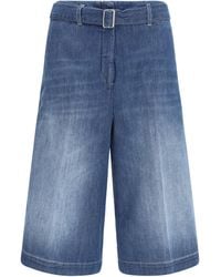 True Royal - Cotton Shorts With A Belt Bermuda - Lyst