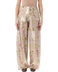 Alberta Ferretti - Alberta Ferreti Floral Sequin High-Waist Trousers - Lyst