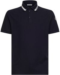Moncler - Cotton Pique Polo Shirt With Logo Detail - Lyst