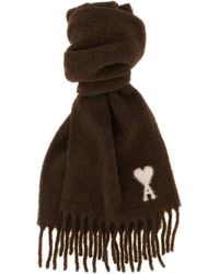 Ami Paris - Alpaca Blend With Logo Inlay Scarf - Lyst