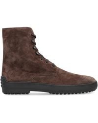 Tod's - Lace-Up Suede Ankle Boots Calf - Lyst