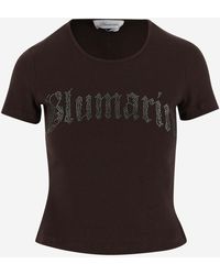 Blumarine - Stretch Cotton T-Shirt With Logo - Lyst