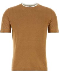 Fedeli - Caramel Linen Blend Fox T-Shirt - Lyst