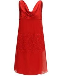Ferragamo - Draped Lace Dress - Lyst