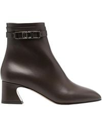 Ferragamo - Ferragamo Rego 55 Logo-Plaque Ankle Boots - Lyst