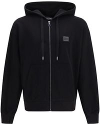 Dolce & Gabbana - Dolce & Gabbana Cotton Hooded Sweatshirt With Dg Plaque - Lyst
