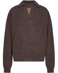 Uma Wang - Ribbed Cashmere Knit Long-Sleeved Polo Shirt - Lyst