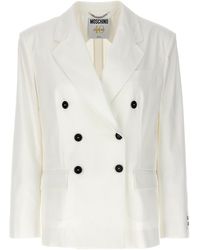 Moschino - Double-Breasted Cotton Blazer With Button Closure - Lyst