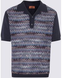 Missoni - Navy And Multicolor Cotton Polo Shirt - Lyst