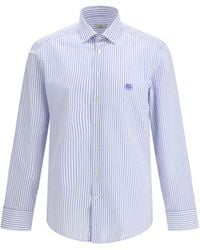 Etro - Striped Cotton Shirt With An Embroidered Pegaso Logo On The Chest - Lyst