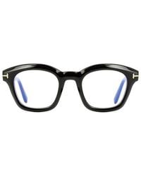 Tom Ford - Eyeglasses Oval Full Rim, Shiny Frame And Clear Light Block Lens Ft5961-B001 - Lyst