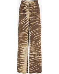 Just Cavalli - Viscose Trousers With Brushstroke Print - Lyst