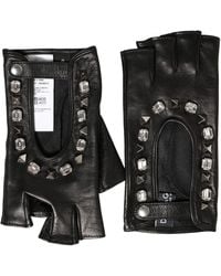 Dolce & Gabbana - Embellished Wrist Length Mitten Gloves Lamb Leather - Lyst