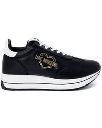 Love Moschino - Black Leather Low Top Sneakers - Lyst