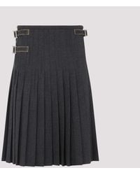 Prada - Virgin Wool Midi Skirt - Lyst