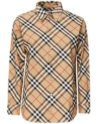 Burberry - Cotton Shirt With Check Motif - Lyst