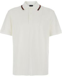 Gucci - Polo Shirt With Web Collar, Cotton T-Shirts - Lyst