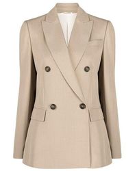 Brunello Cucinelli - Beige Viscose Blazer - Lyst