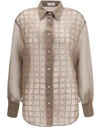 Brunello Cucinelli - Sheer Checked Shirt Silk - Lyst