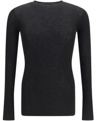 Rick Owens - Slim Ribbed Long-Sleeve Sweater Merino Wool Ovis Aries - Lyst