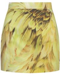 Roberto Cavalli - Mini Skirt With Plumage Print - Lyst